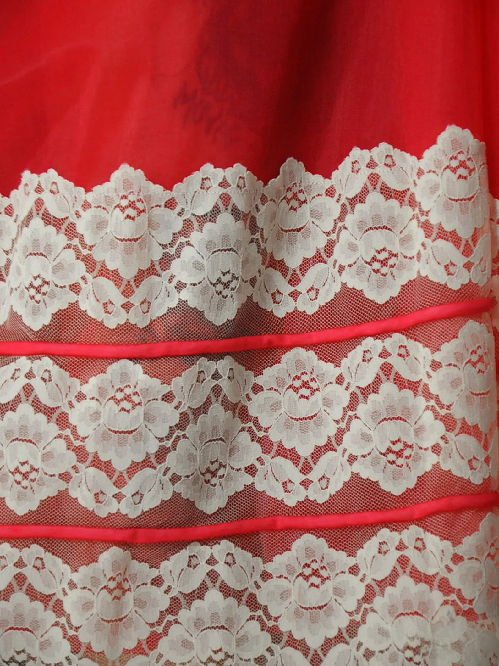 1960's Red Lace Slip Dress