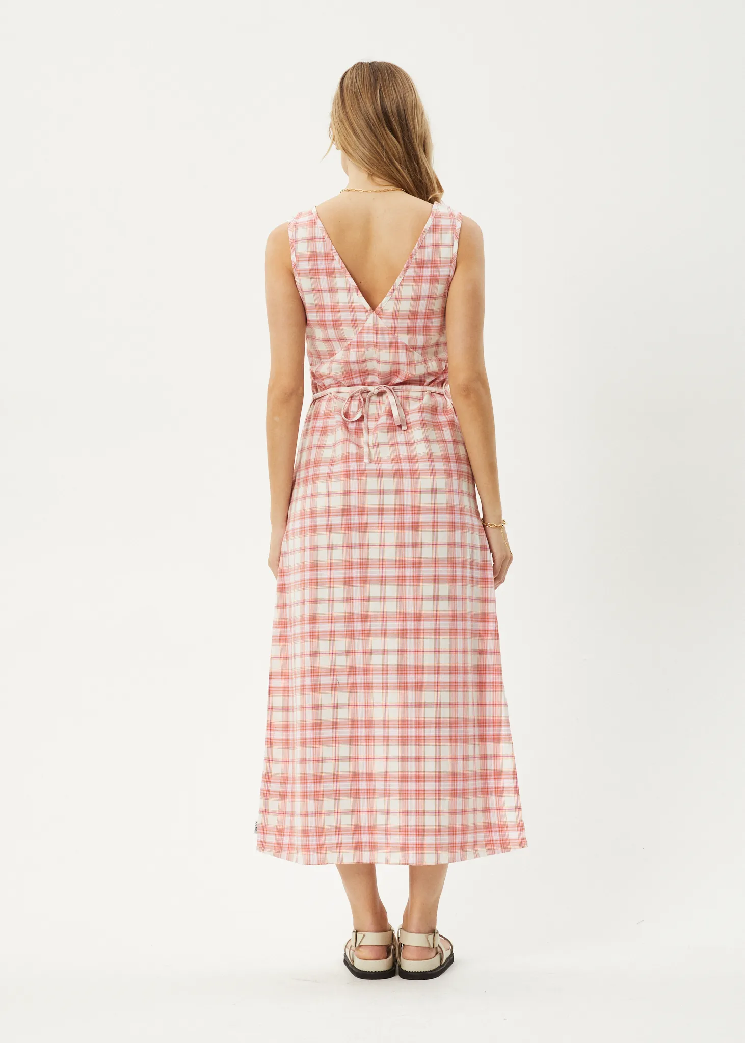 AFENDS Womens Kayla - Check Maxi Dress - Pink Check