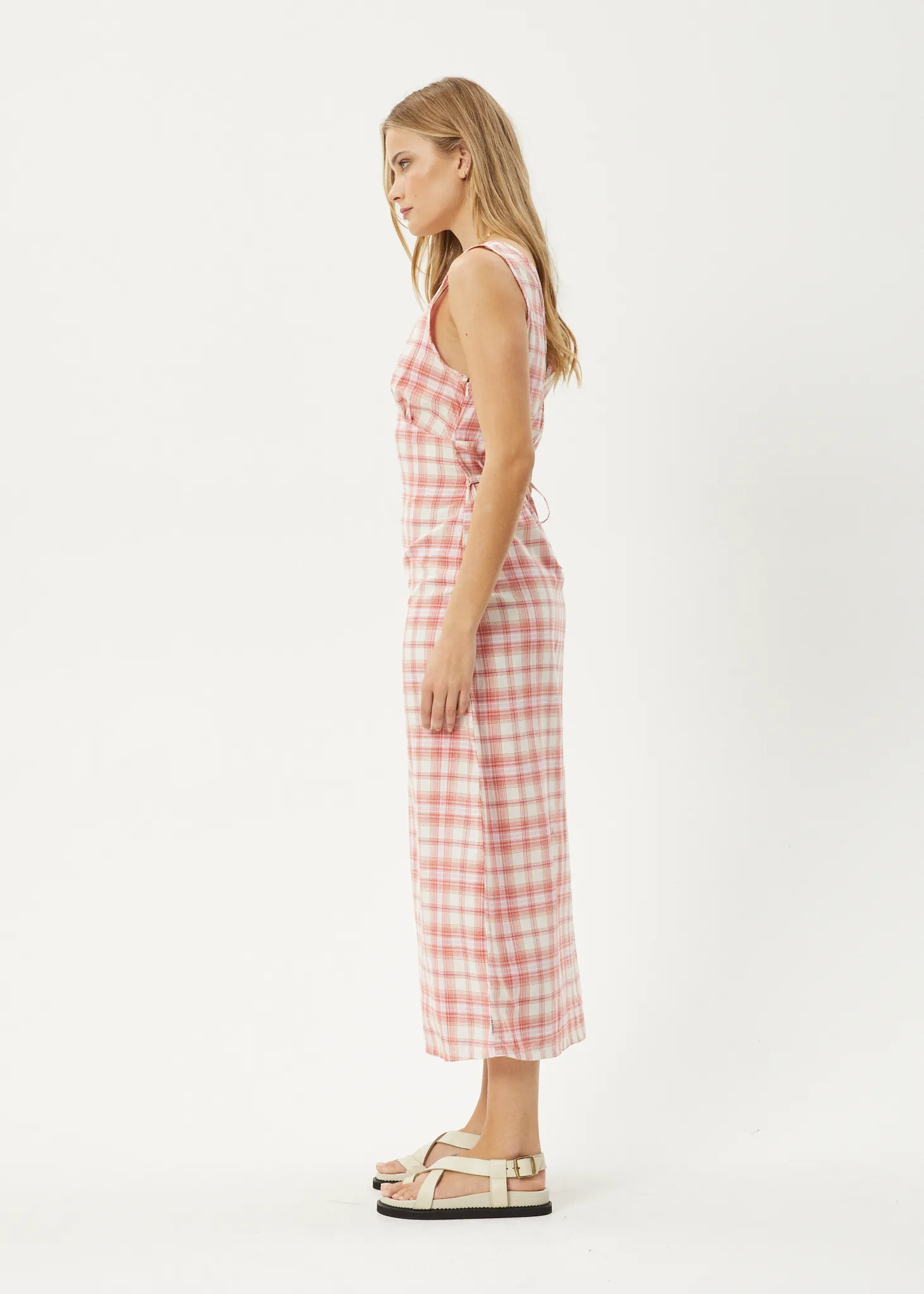 AFENDS Womens Kayla - Check Maxi Dress - Pink Check