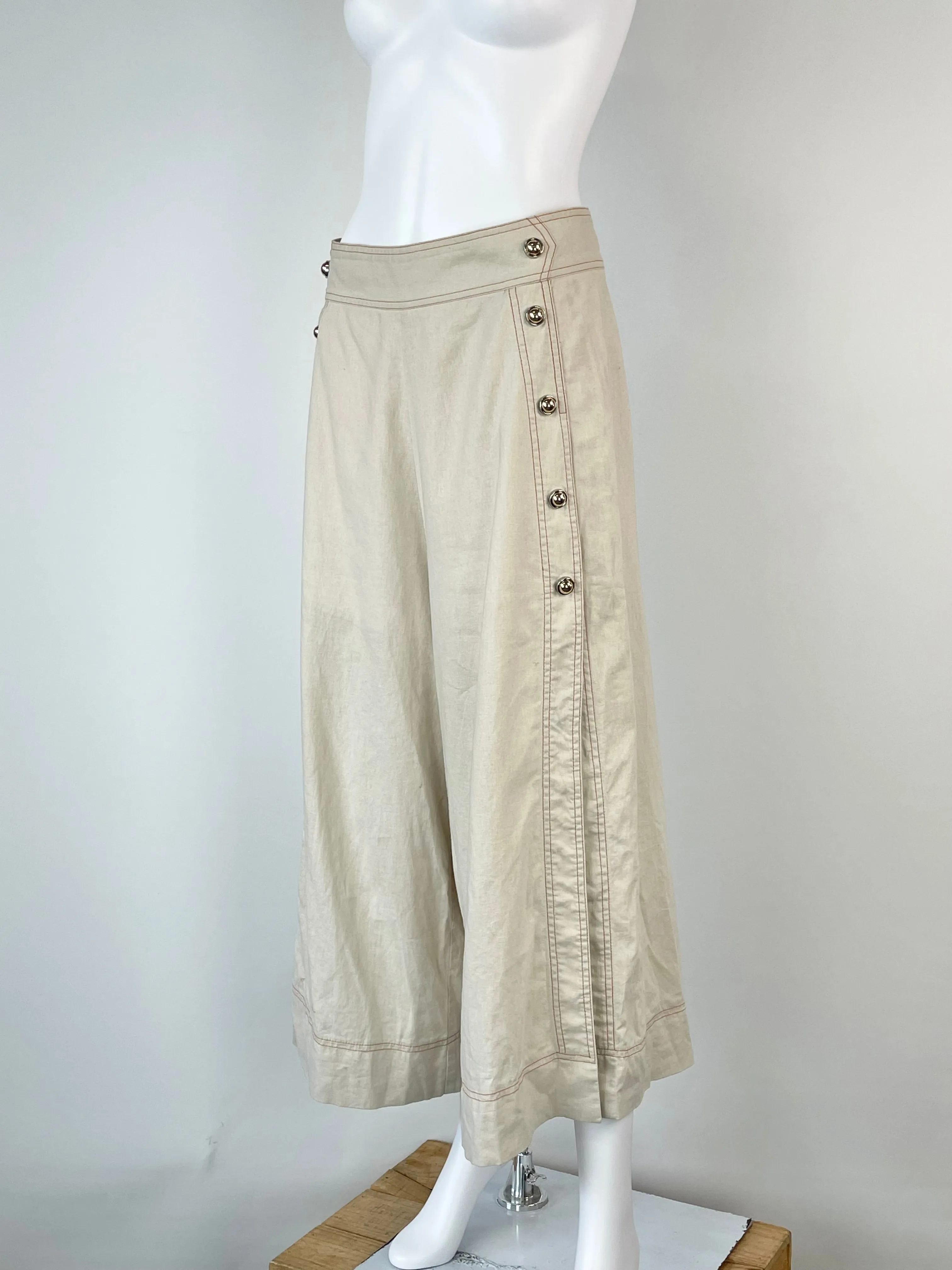 Alice McCall Beige Linen-Blend 'Lost' Culottes - AU12