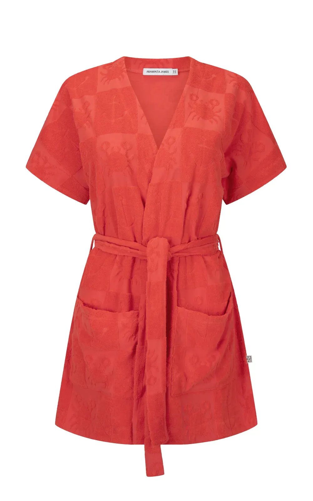 ARAMINTA JAMES Womens Seaside Terry Kimono Dress - Lobster Red