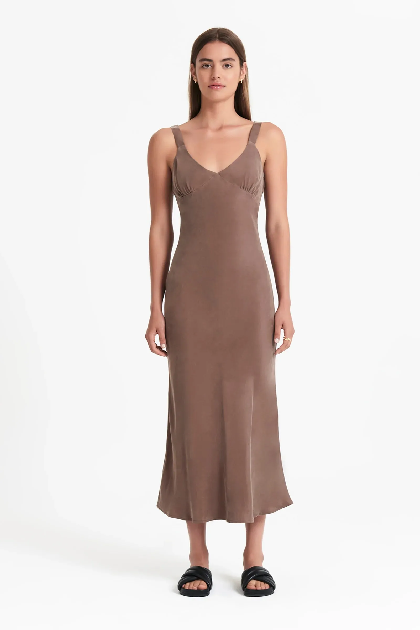 Arianne Cupro Slip Dress- Cola