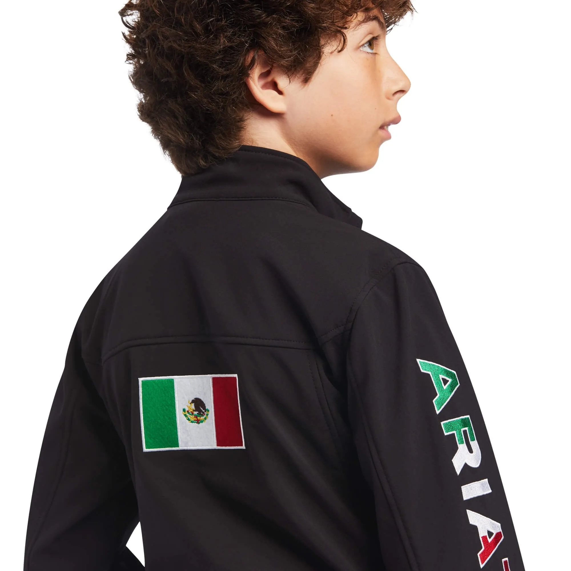 Ariat Youth New Team Softshell Mexico Water Resistant Jacket, Black