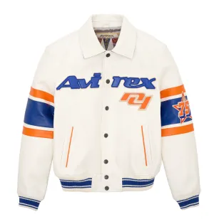 AVIREX  NEW YORK KNICKS LEATHER JACKET Men’s -SNOW WHITE /BLANCHE