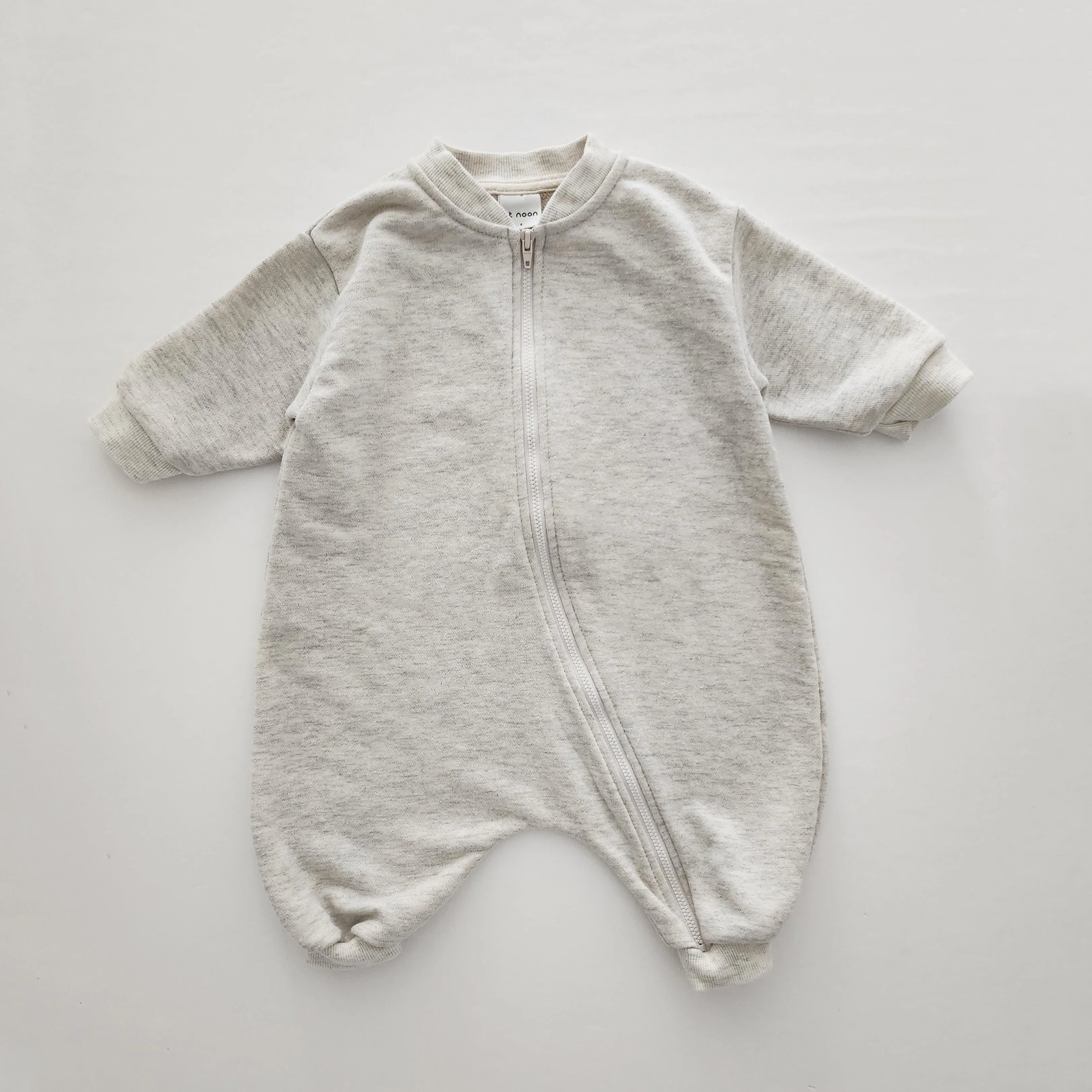 Baby At Noon Zip-up Jumpsuit (3-18m) - Oat Heather