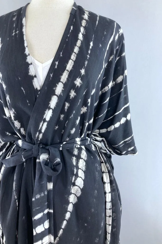 Bali Shibori - Black Kimono Duster