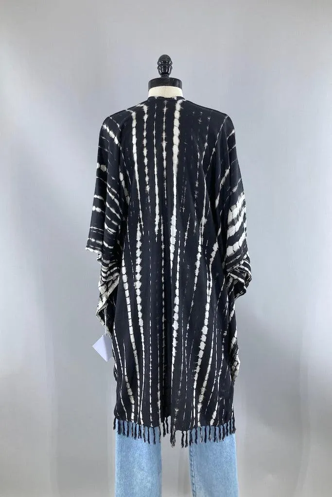 Bali Shibori - Black Kimono Duster