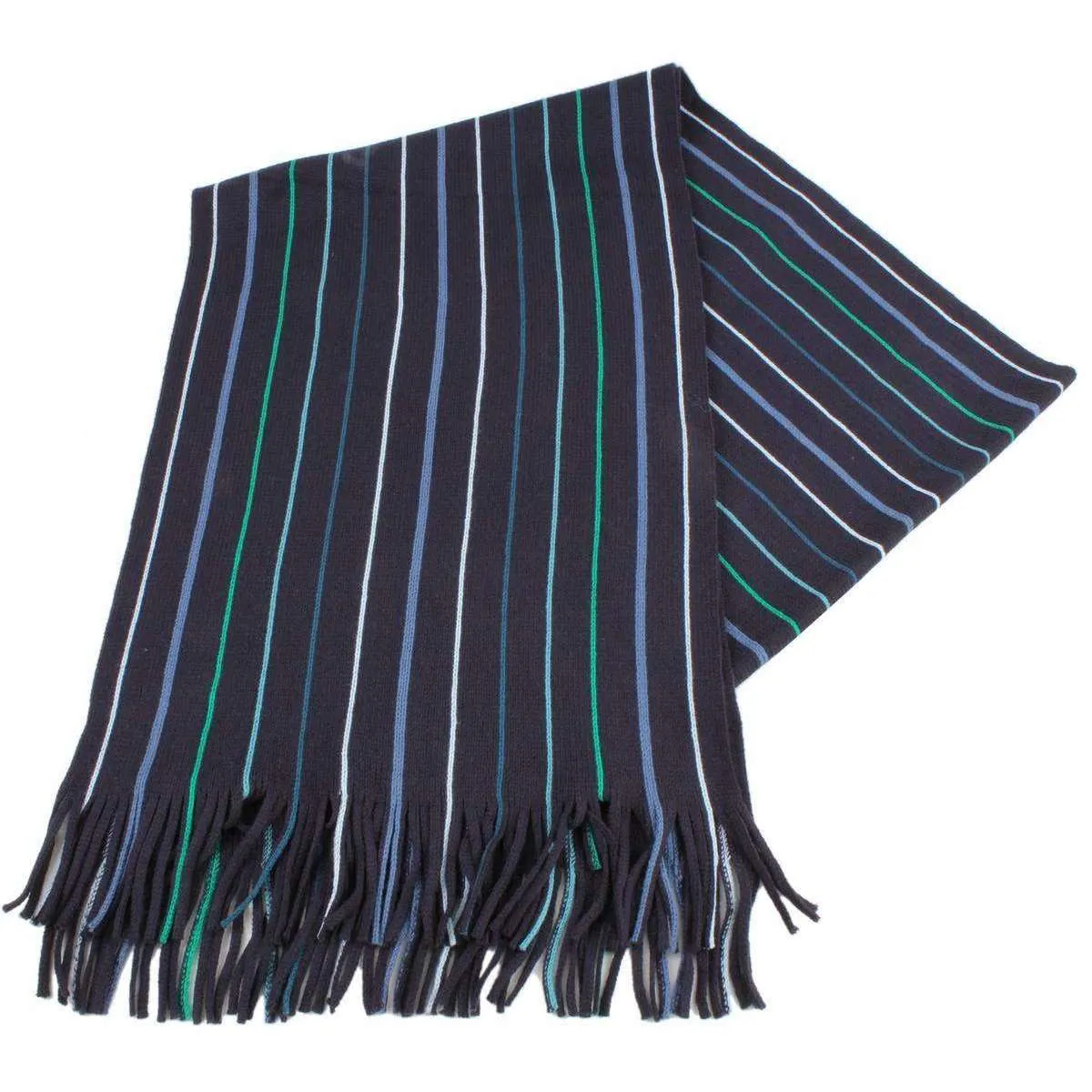 Bassin and Brown Illingworth Stripe Scarf - Navy/Green/White