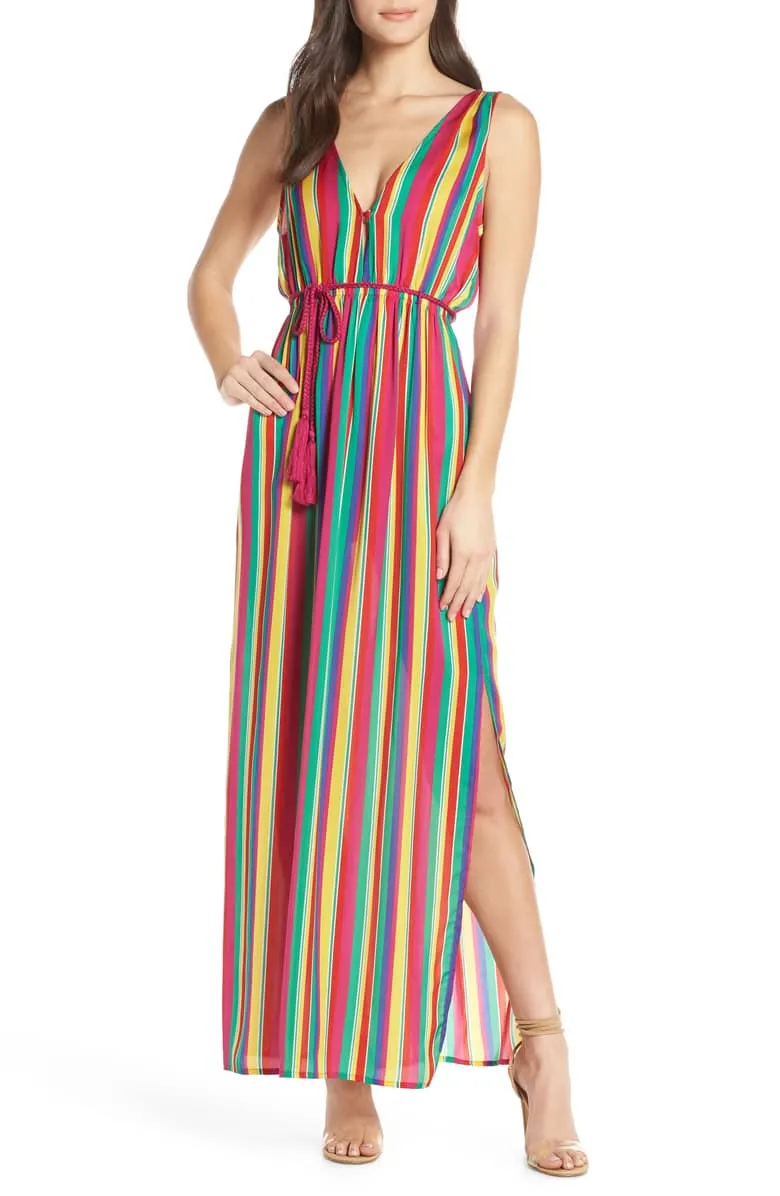 BB DAKOTA: IN THE RAINBOWS STRIPE MAXI DRESS