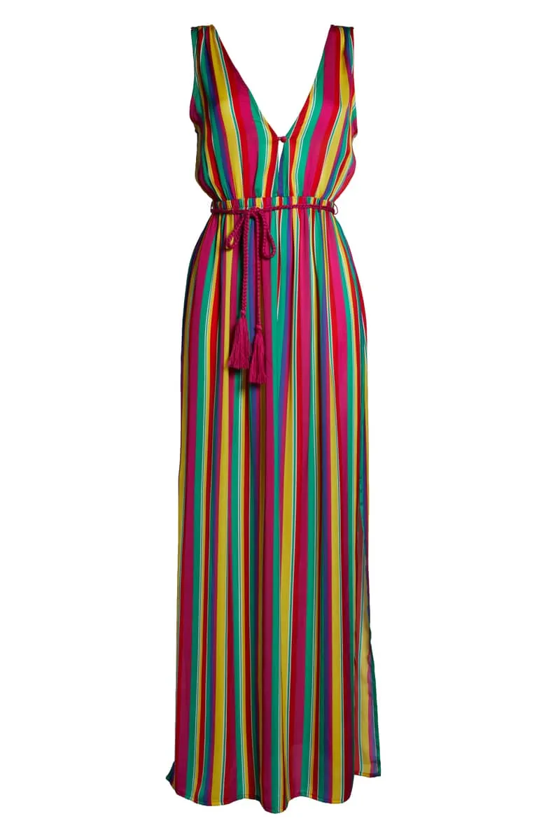 BB DAKOTA: IN THE RAINBOWS STRIPE MAXI DRESS