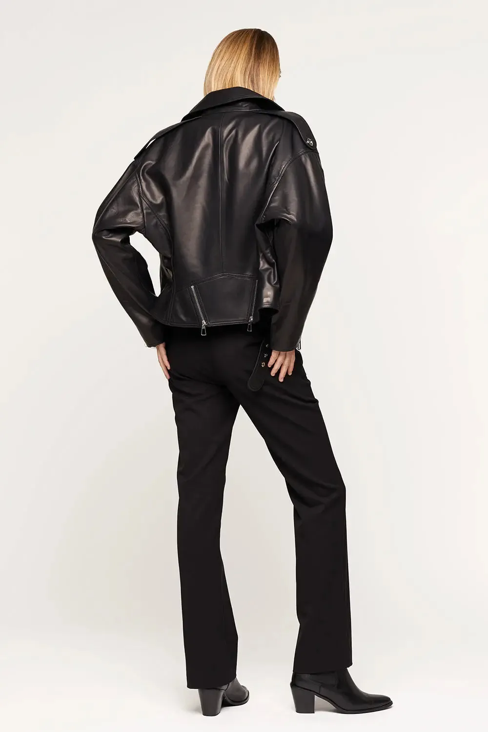 Black nappa leather jacket women