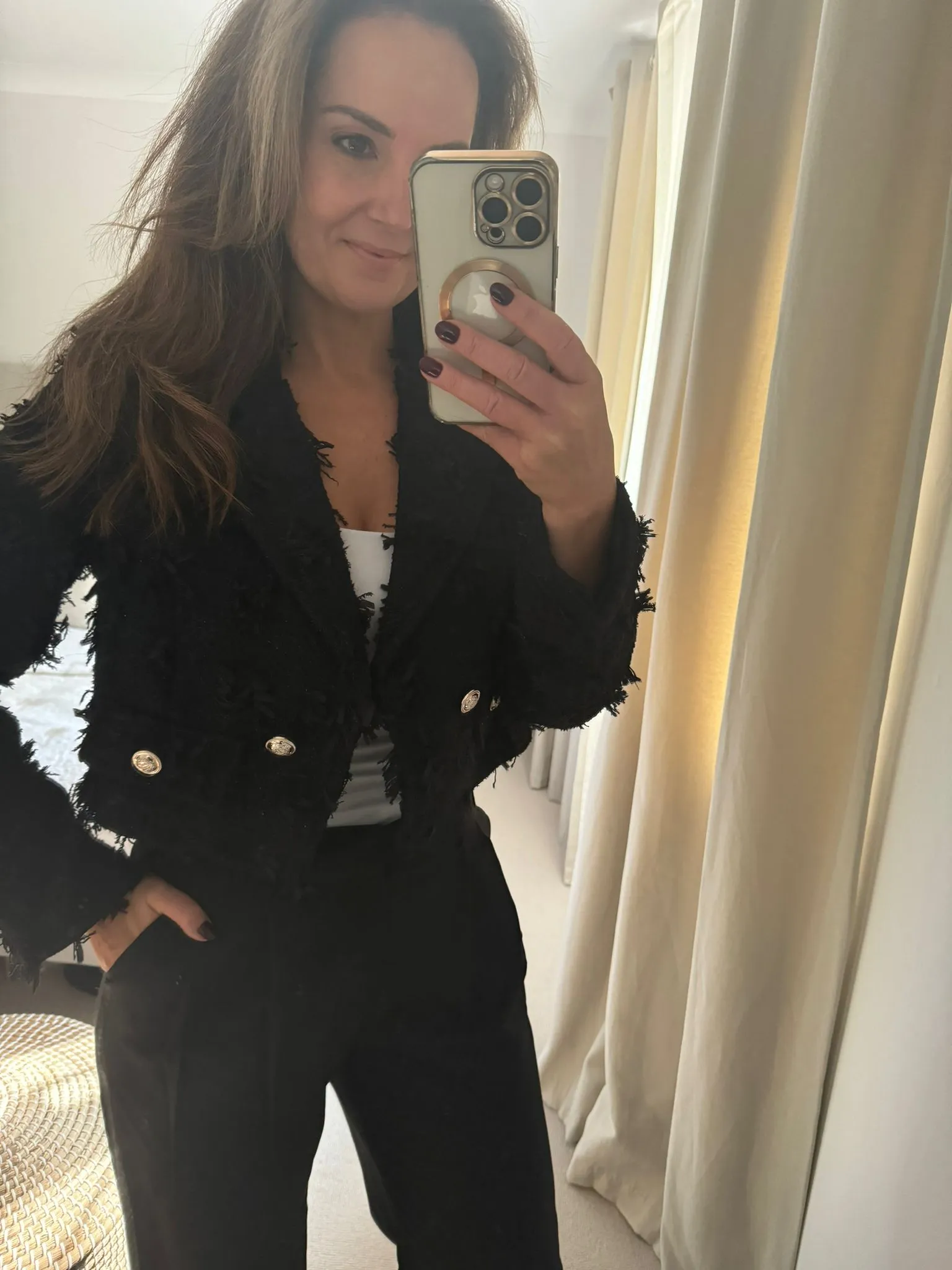 Black Textured Crop Jacket