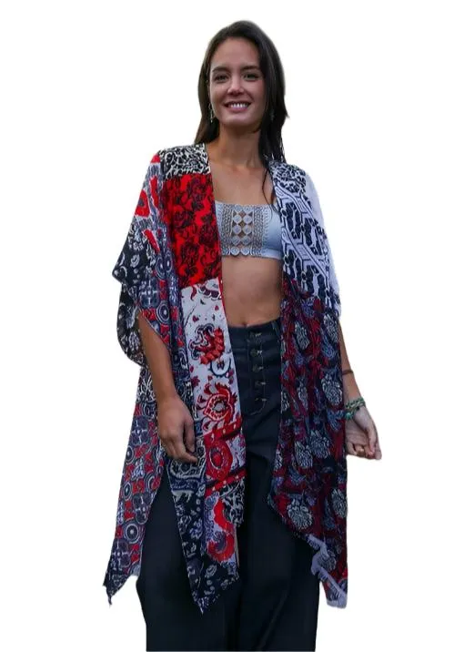 Boho Floral Patchwork Kimono