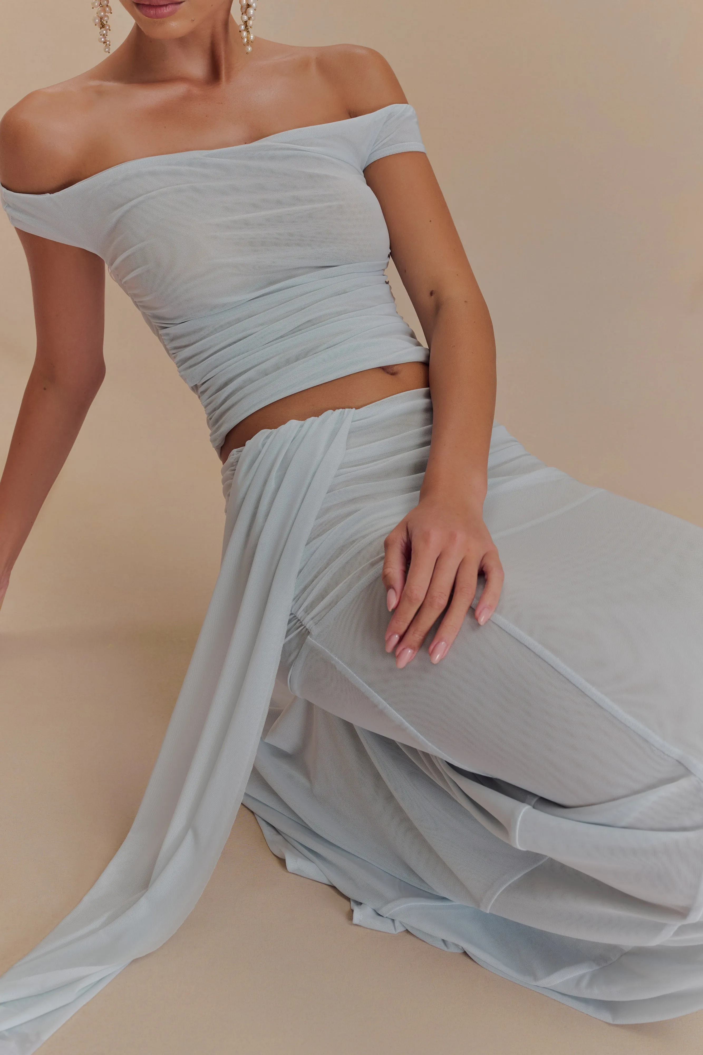 Brooklyn Mesh Crop Top - Pale Blue