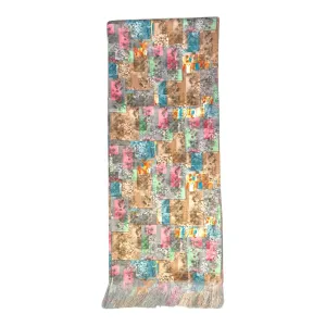 Brown Multicolour Geometric Printed Scarf With Pocket Square