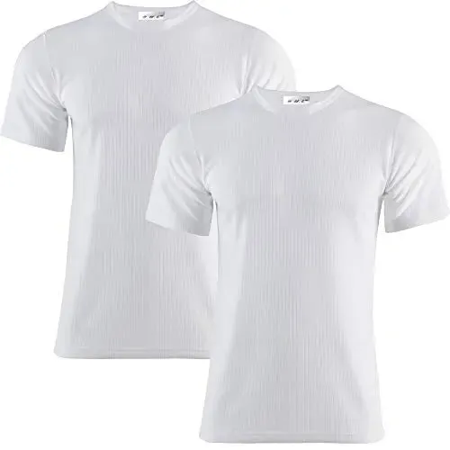 B.U.L ® 2 Mens Extreme Hot Thermal Underwear Set Short Sleeve Vest Suitable for Winter, Outdoor Work, Travel, Camping & Ski Wear Size S-XL (S, White)