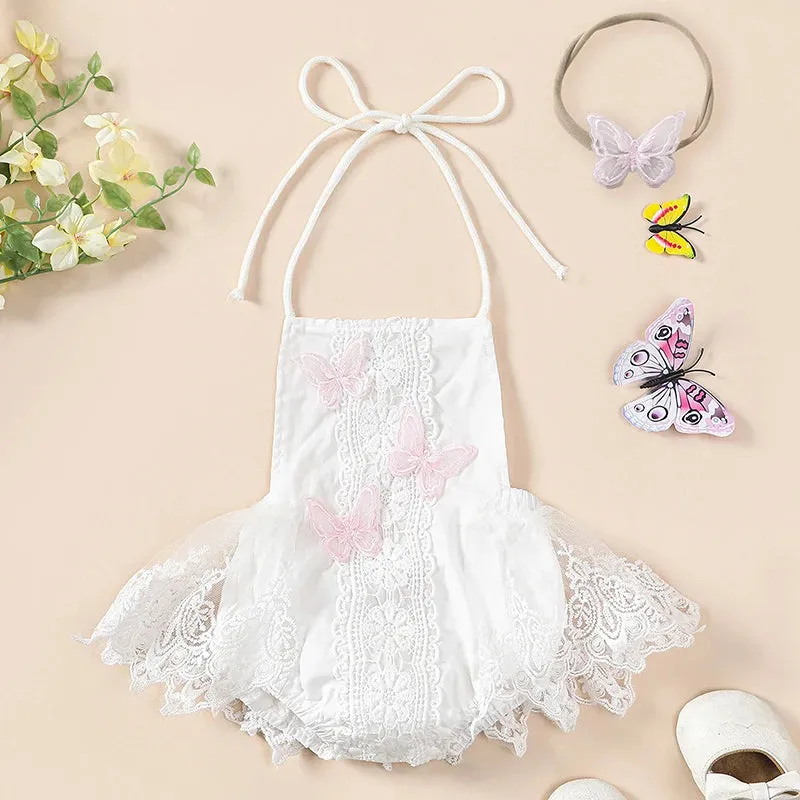 BUTTERFLY Lace Romper with Headband