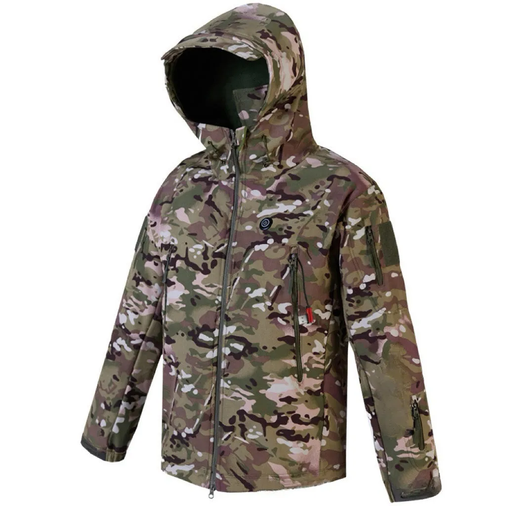 Camouflage Heated Outdoor Jacket With Portable Charger - Stay Warm and Stylish for Hunting, Fishing