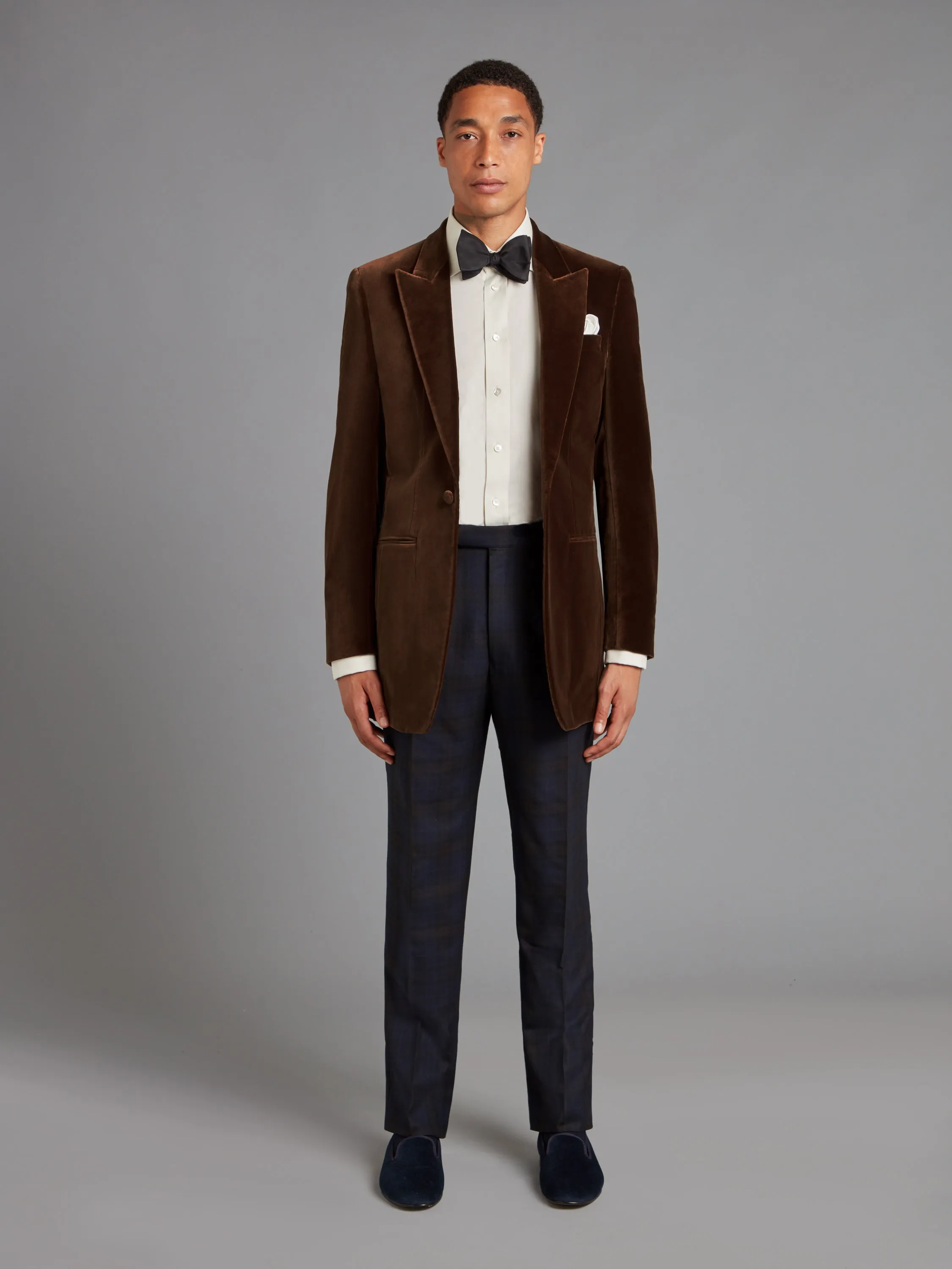 Carlyle Smoking Jacket - Brown Velvet