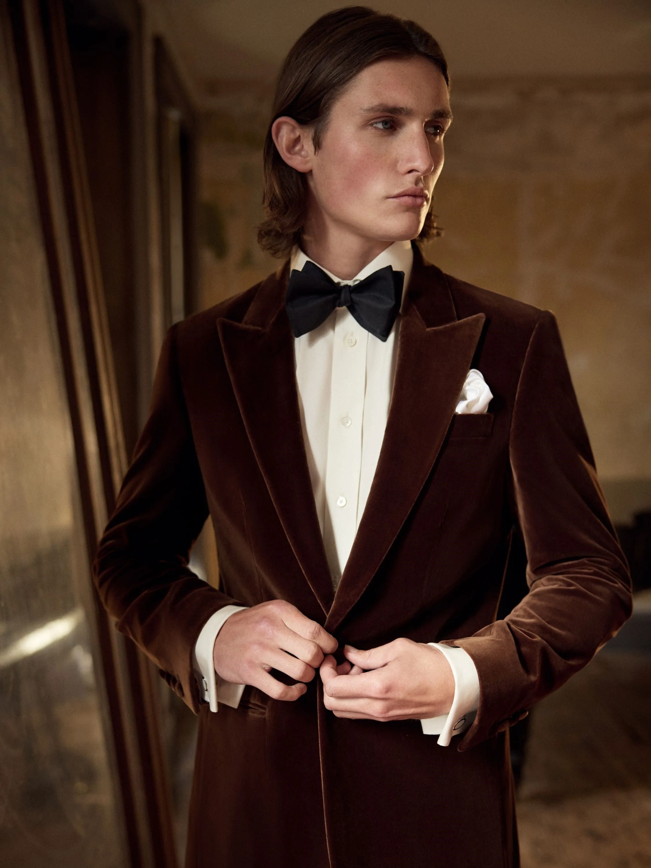 Carlyle Smoking Jacket - Brown Velvet