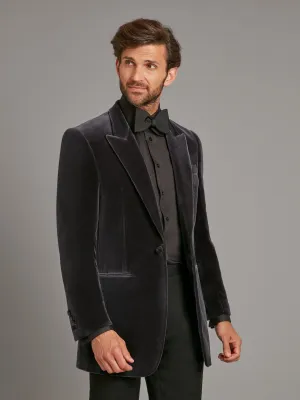 Carlyle Velvet Jacket  - Smoked Grey