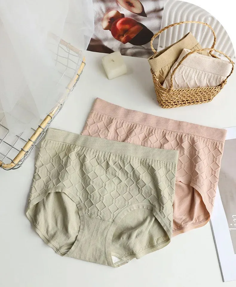 Casual Plaid Silk Crotch Seamless Panties | Women Japanese Soft Four Seasons |Young Girl Underwear