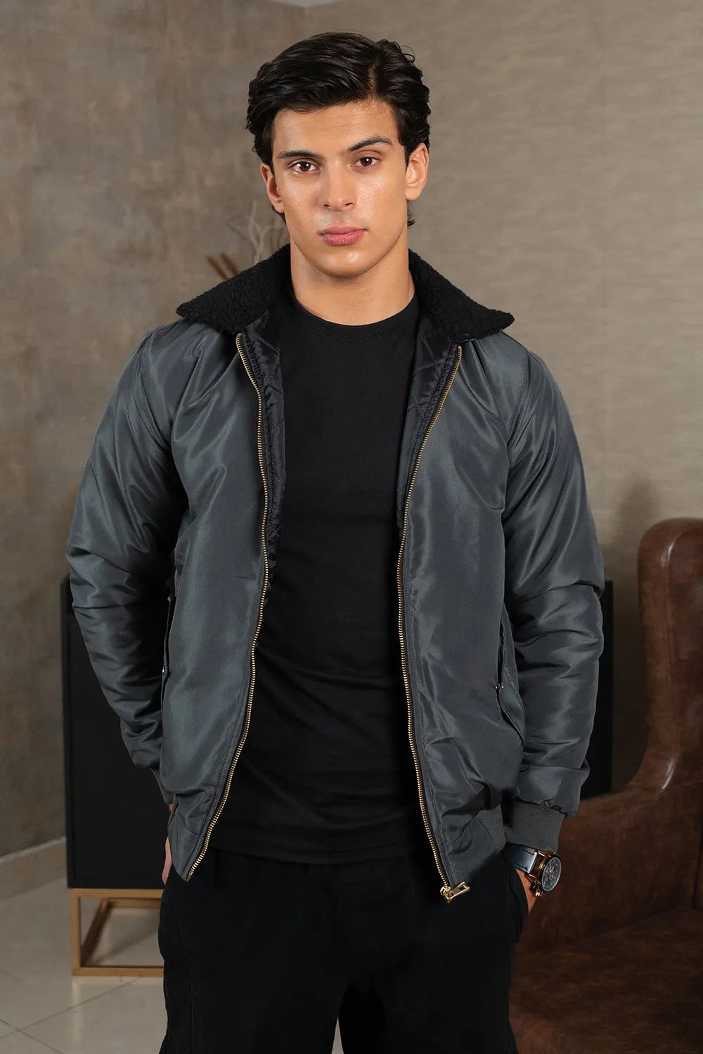 Charcoal Sherpa Jacket