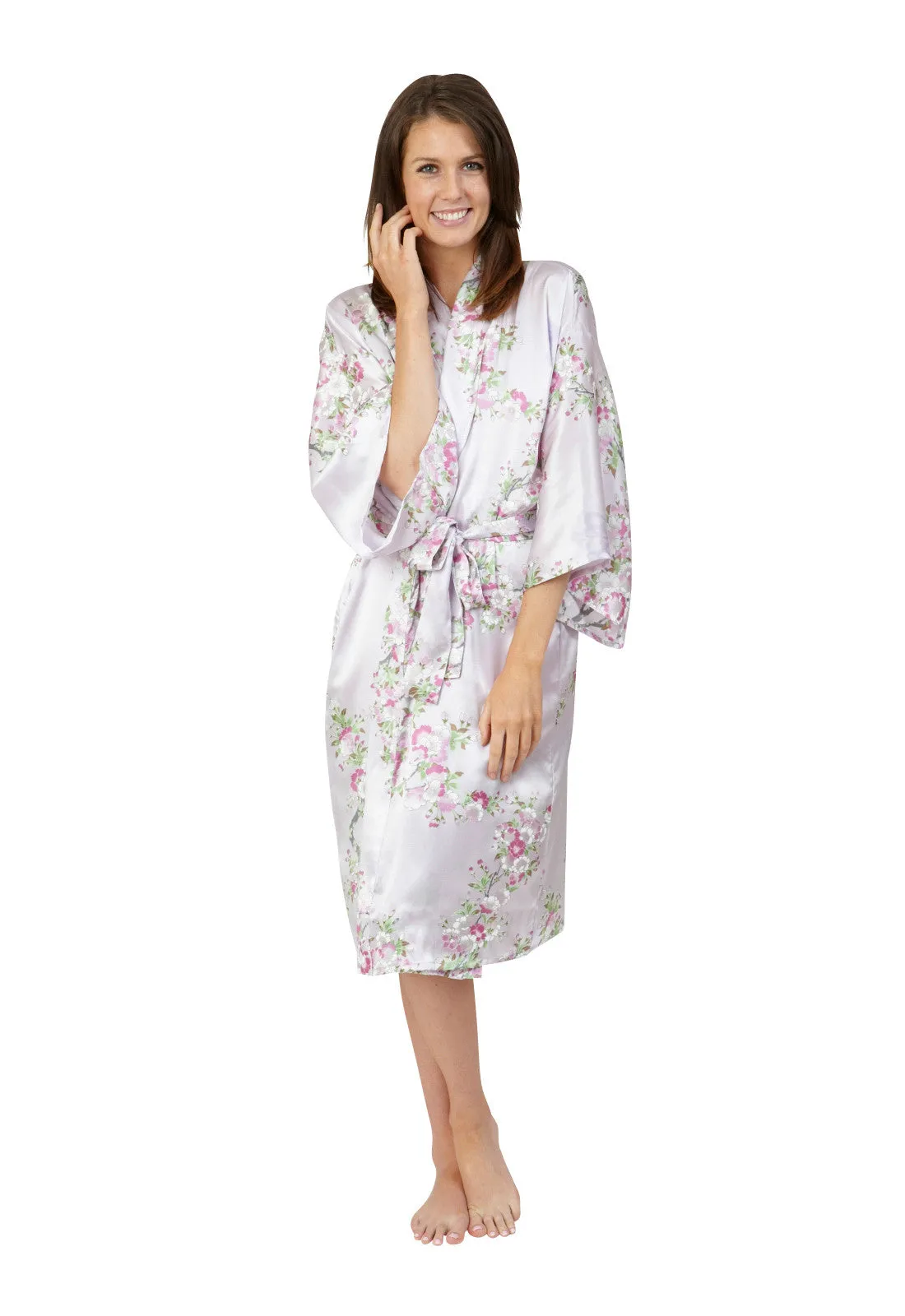 Cherry Blossom In Spring Short Satin Kimono