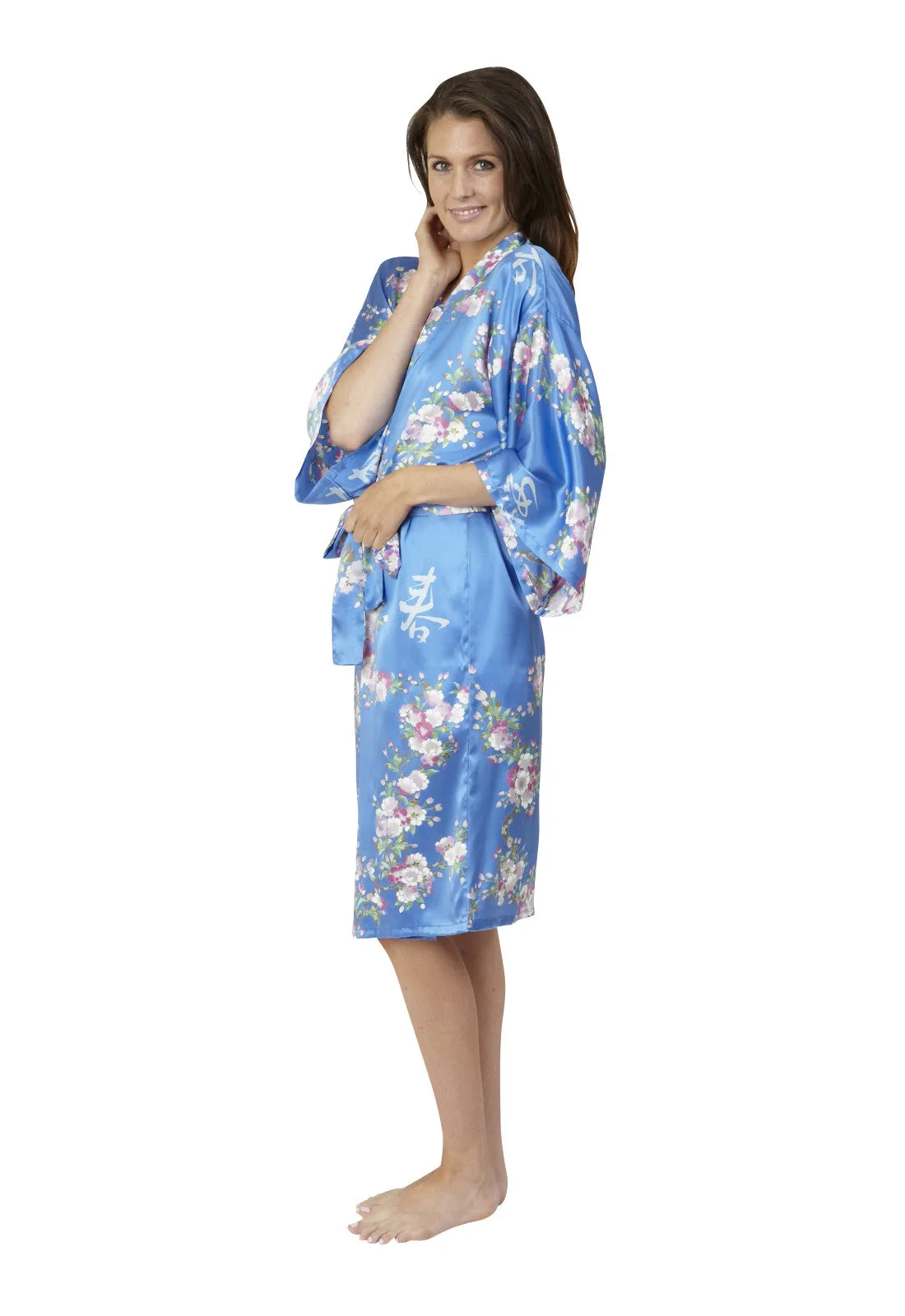 Cherry Blossom In Spring Short Satin Kimono