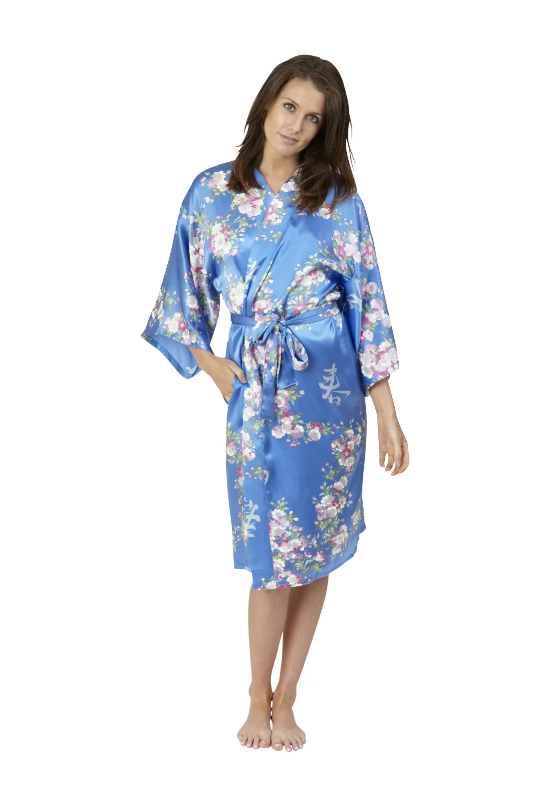 Cherry Blossom In Spring Short Satin Kimono