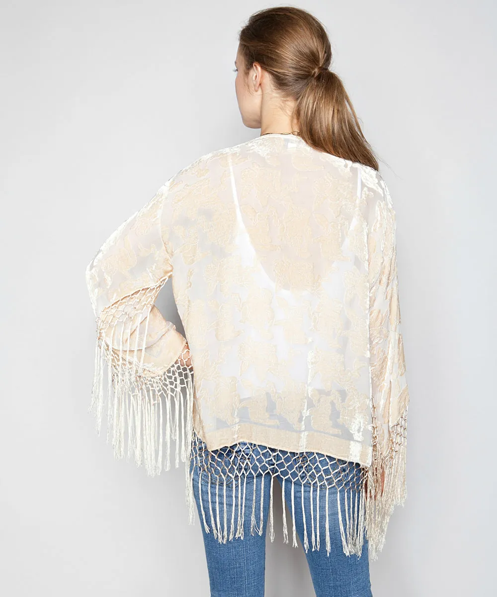 CHILD OF VENUS IVORY VELVET KIMONO