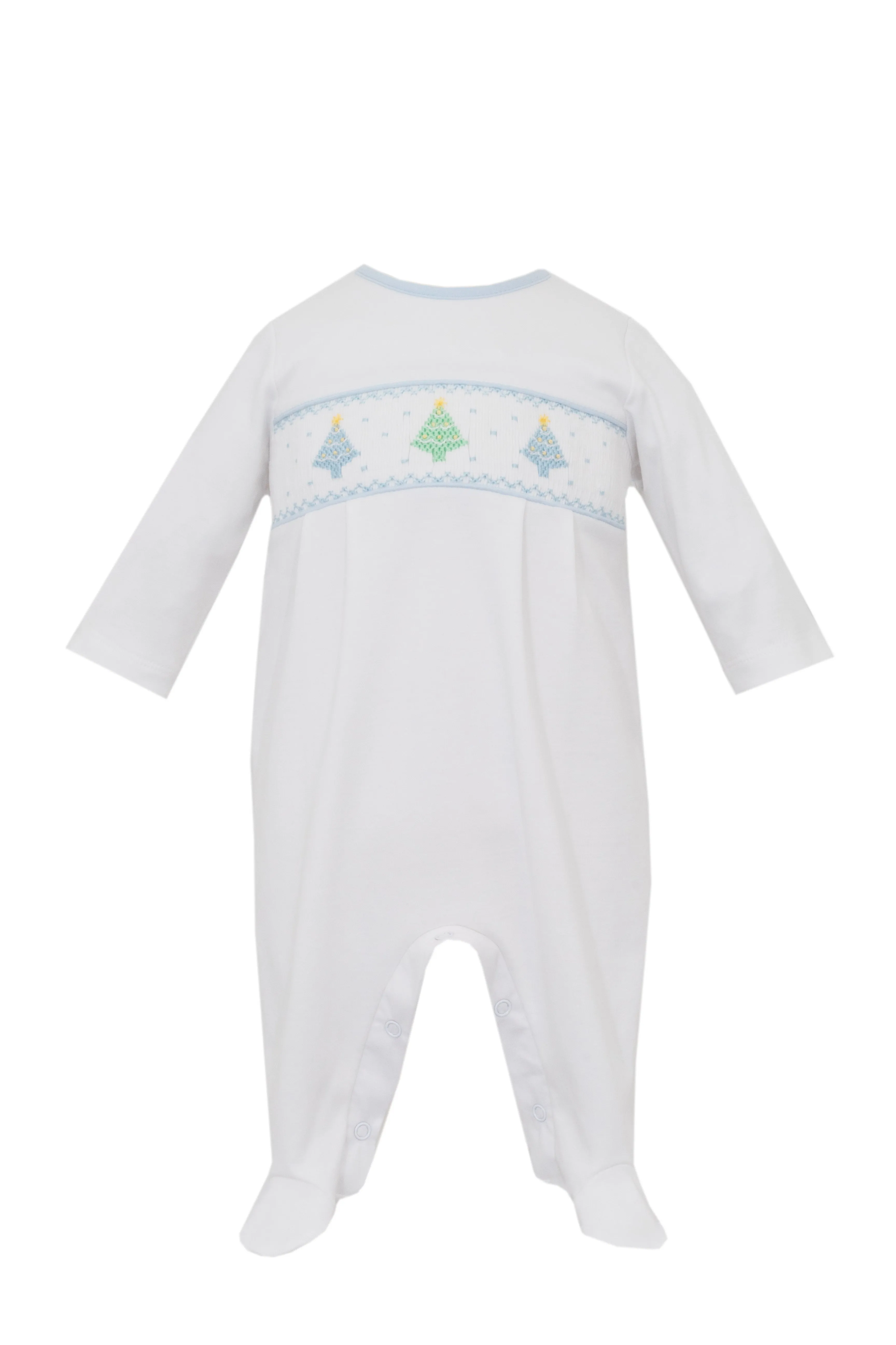 Christmas Trees Boy Long Romper White