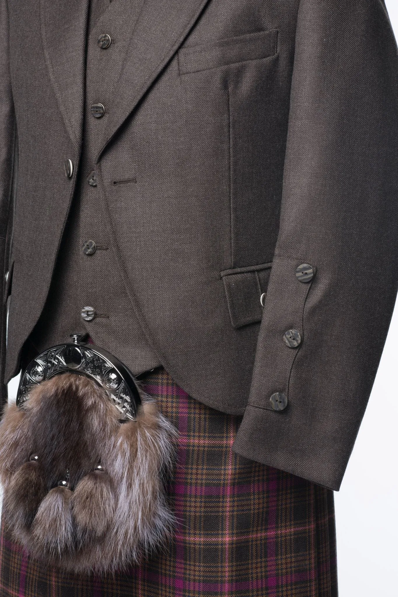 Clunie Brown Tweed Kilt Jacket and Waistcoat