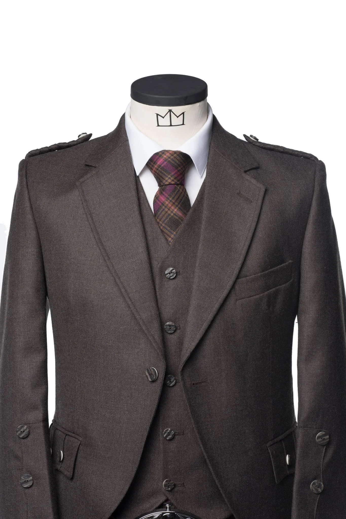 Clunie Brown Tweed Kilt Jacket and Waistcoat