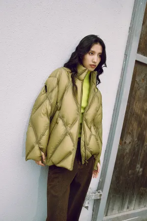 Coat / JNBY Cut-out Lozenge Pattern Down Coat