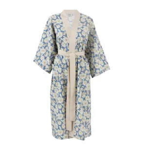 Cream On Blue Kimono