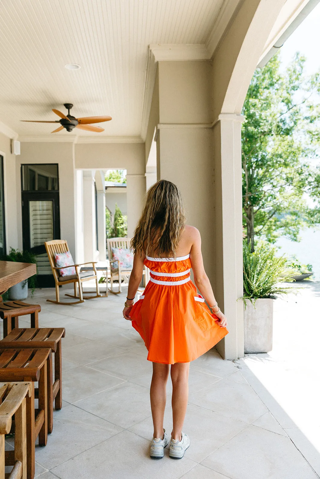 Danica Mini Dress - Orange/White