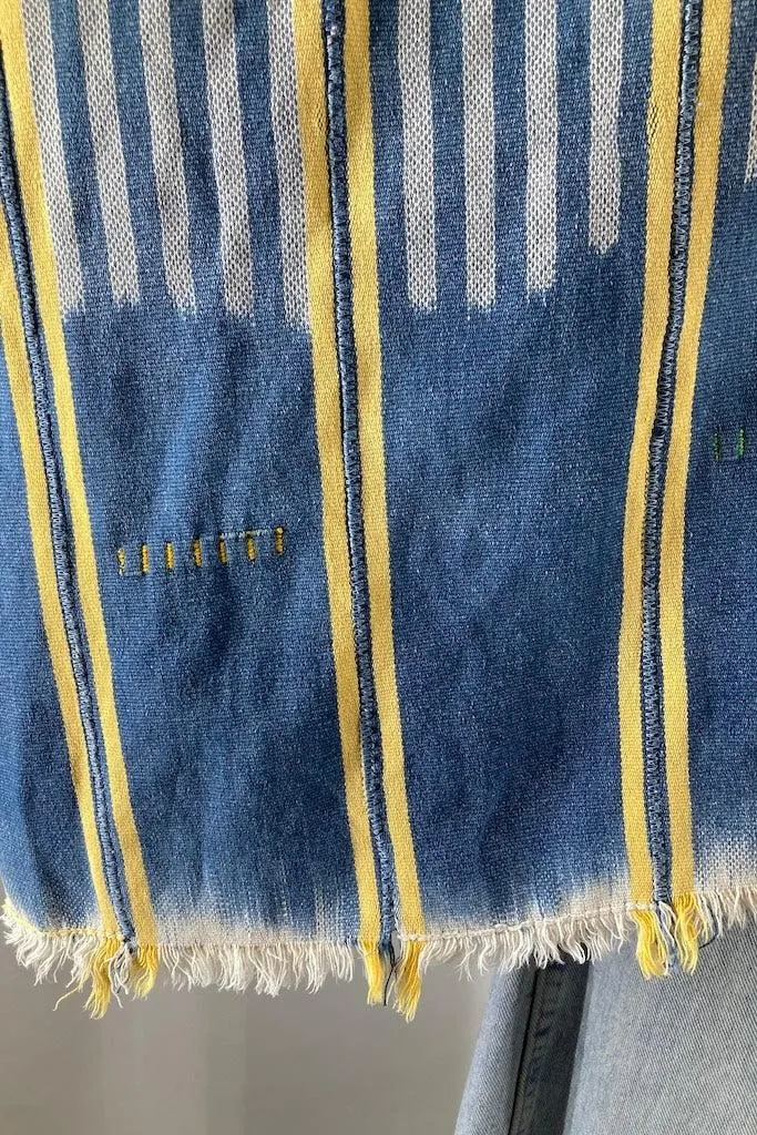 Denim Blue & Yellow Indigo Baoule Cotton Cardigan