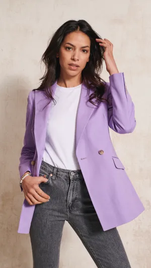 Double Breasted Blazer in Lavender Cotton by Anna James