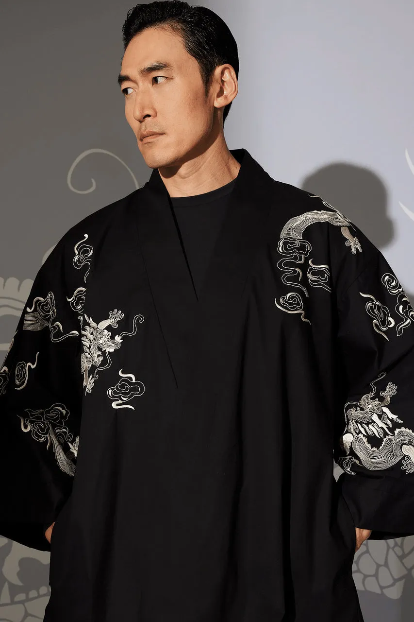 Dragon Techno Poplin Embroidered Unisex Kimono