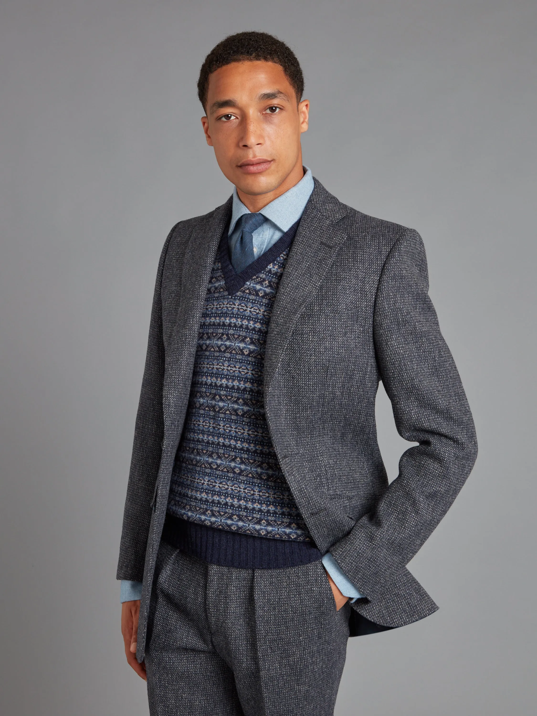 Eaton Jacket - Navy Nailhead Tweed