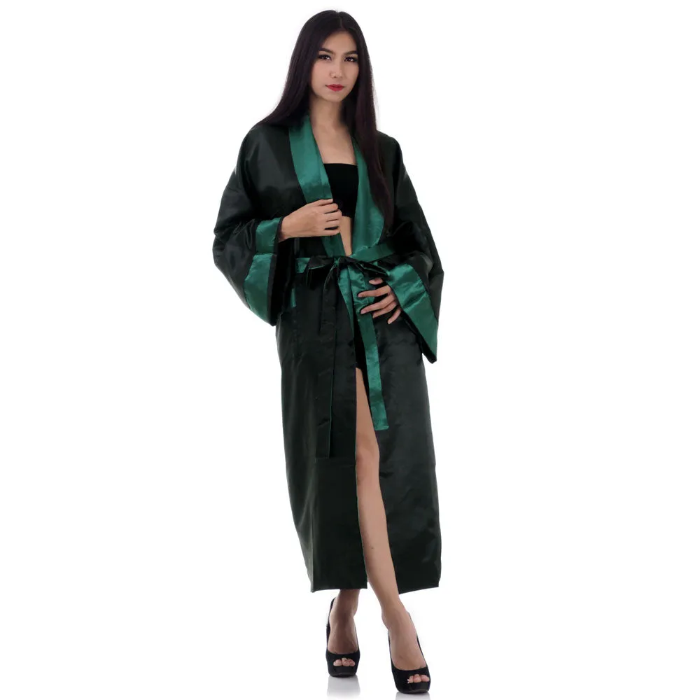 Emerald Dragon Reversible Kimono Robe for Women