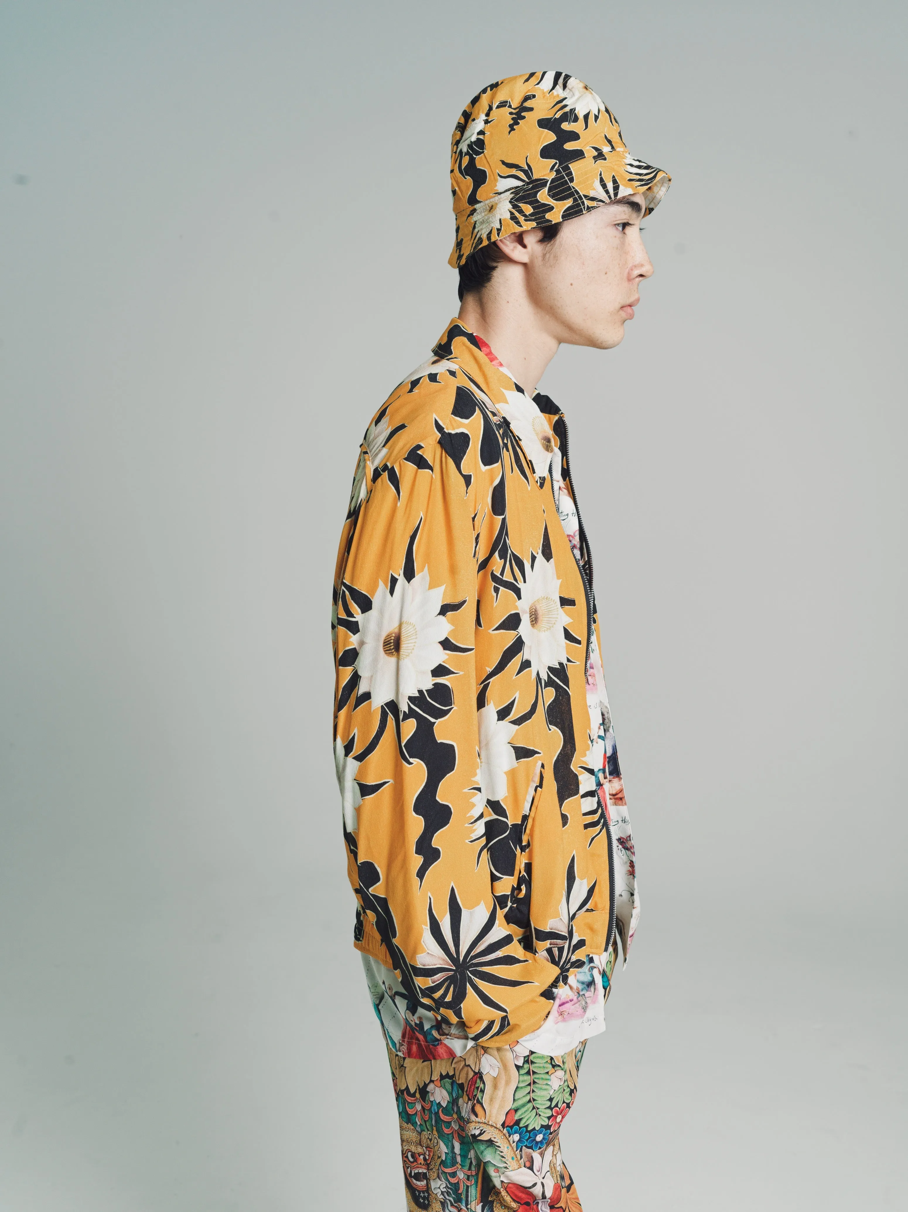 'Epiphyllum' Floral Print Zip Blouson Jacket