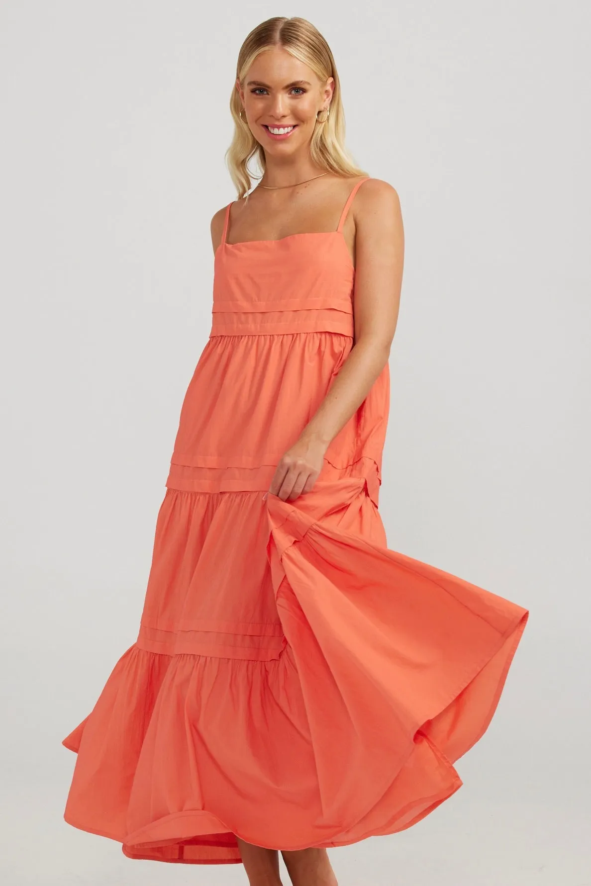 Esme Coral Strappy Maxi Dress