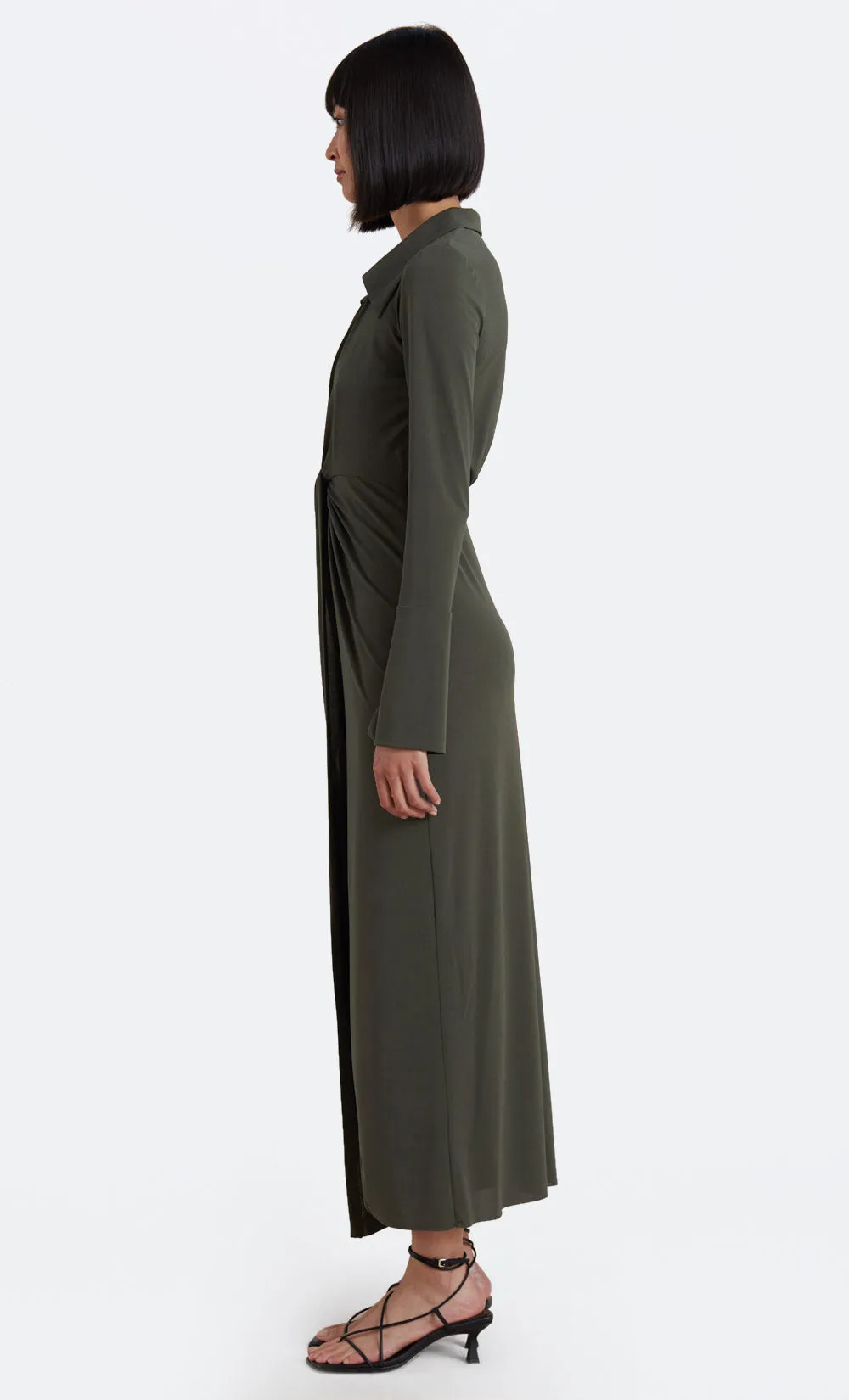 EVOKE L/S MAXI DRESS - KHAKI