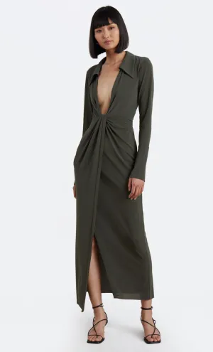 EVOKE L/S MAXI DRESS - KHAKI