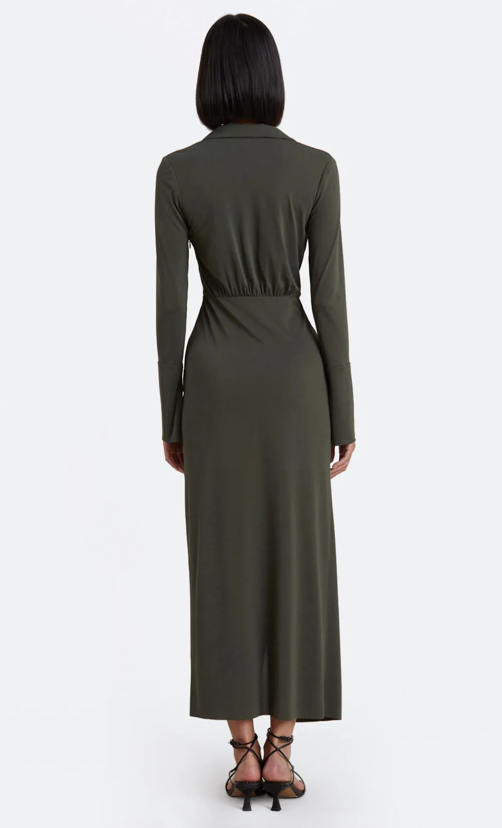 EVOKE L/S MAXI DRESS - KHAKI