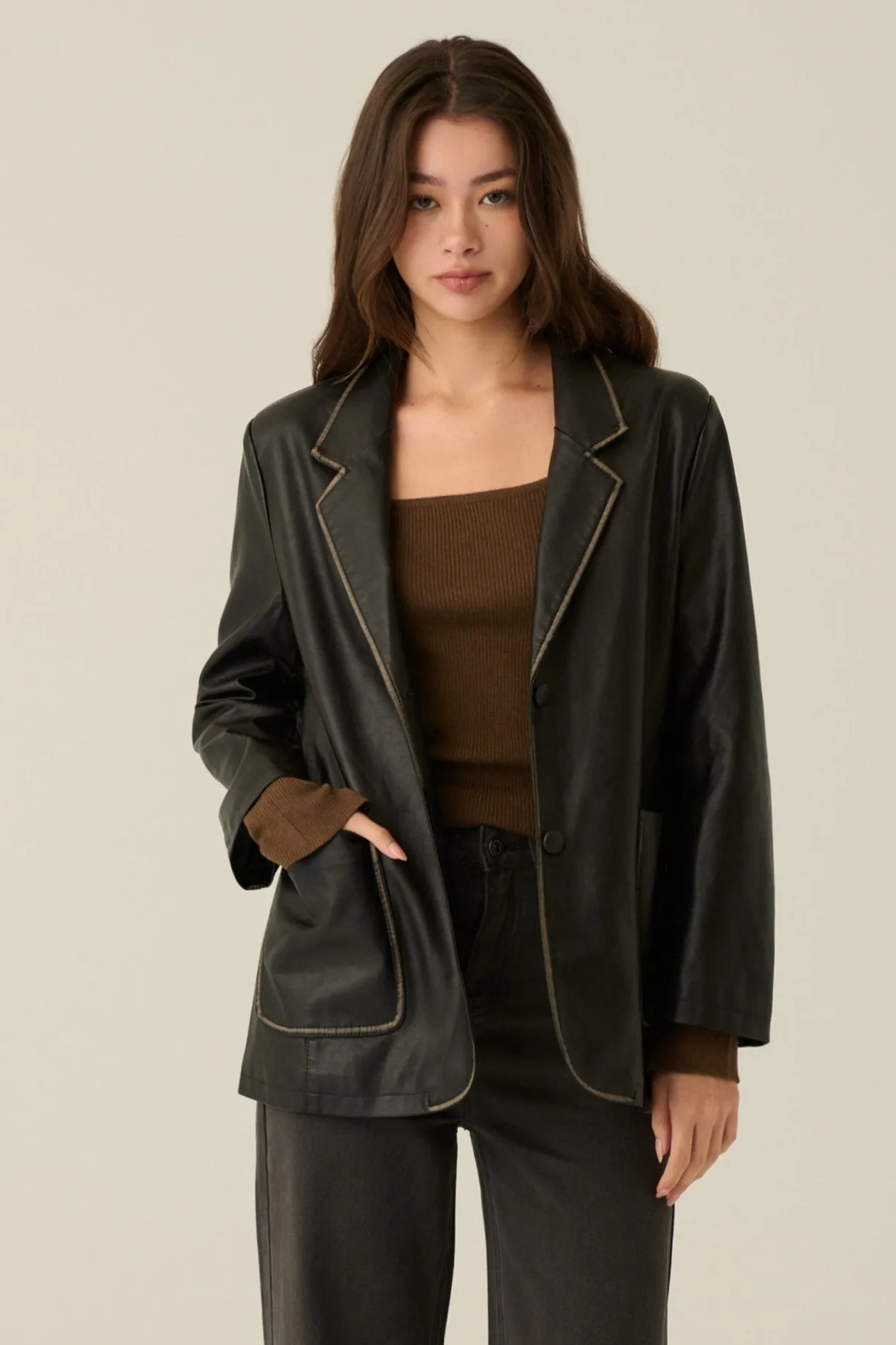 Exclusive to you faux leather blazer