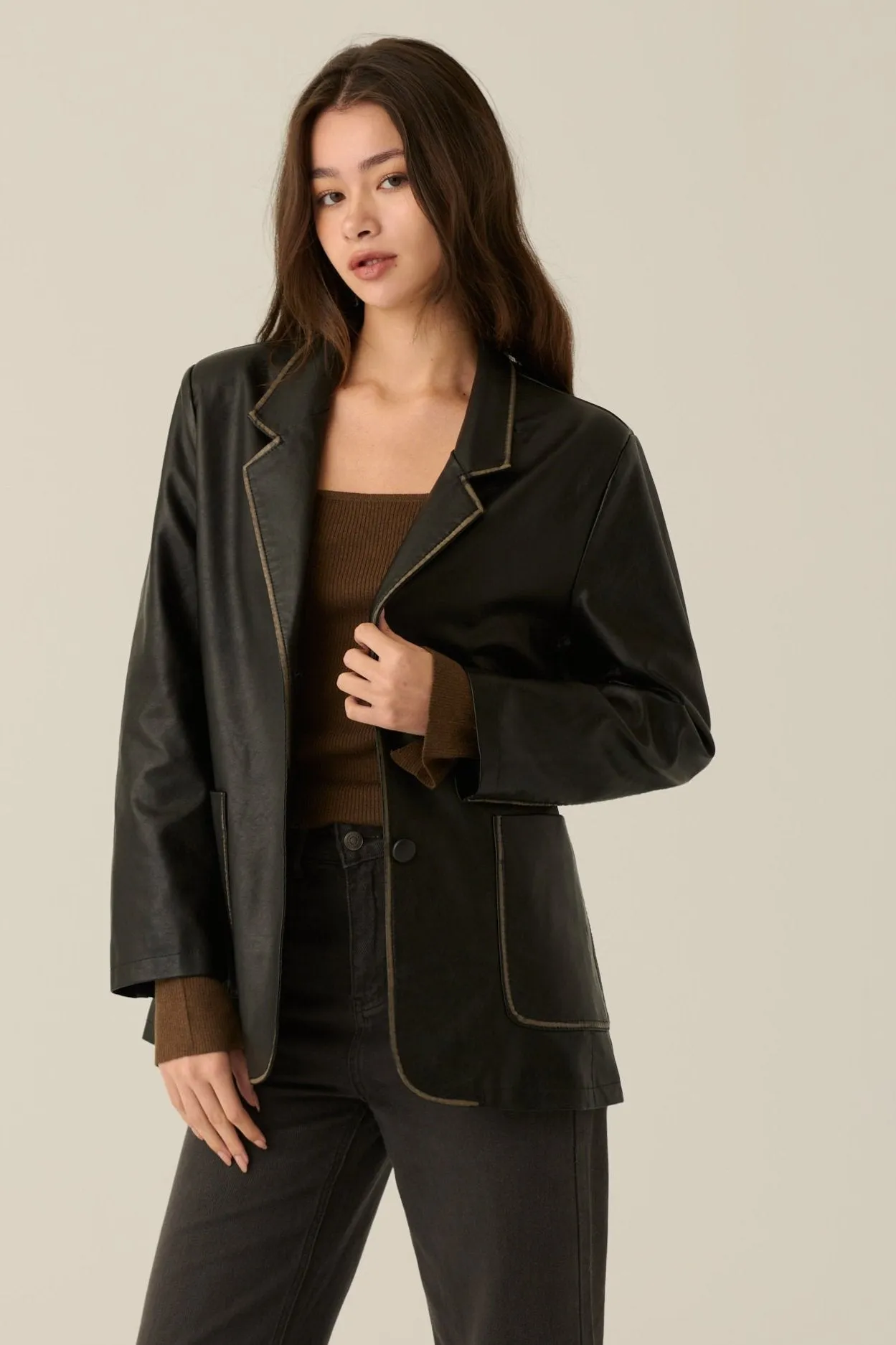 Exclusive to you faux leather blazer