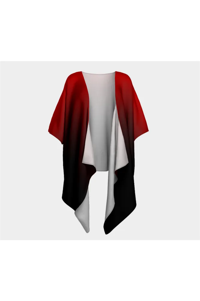 Fade Red to Black Draped Kimono